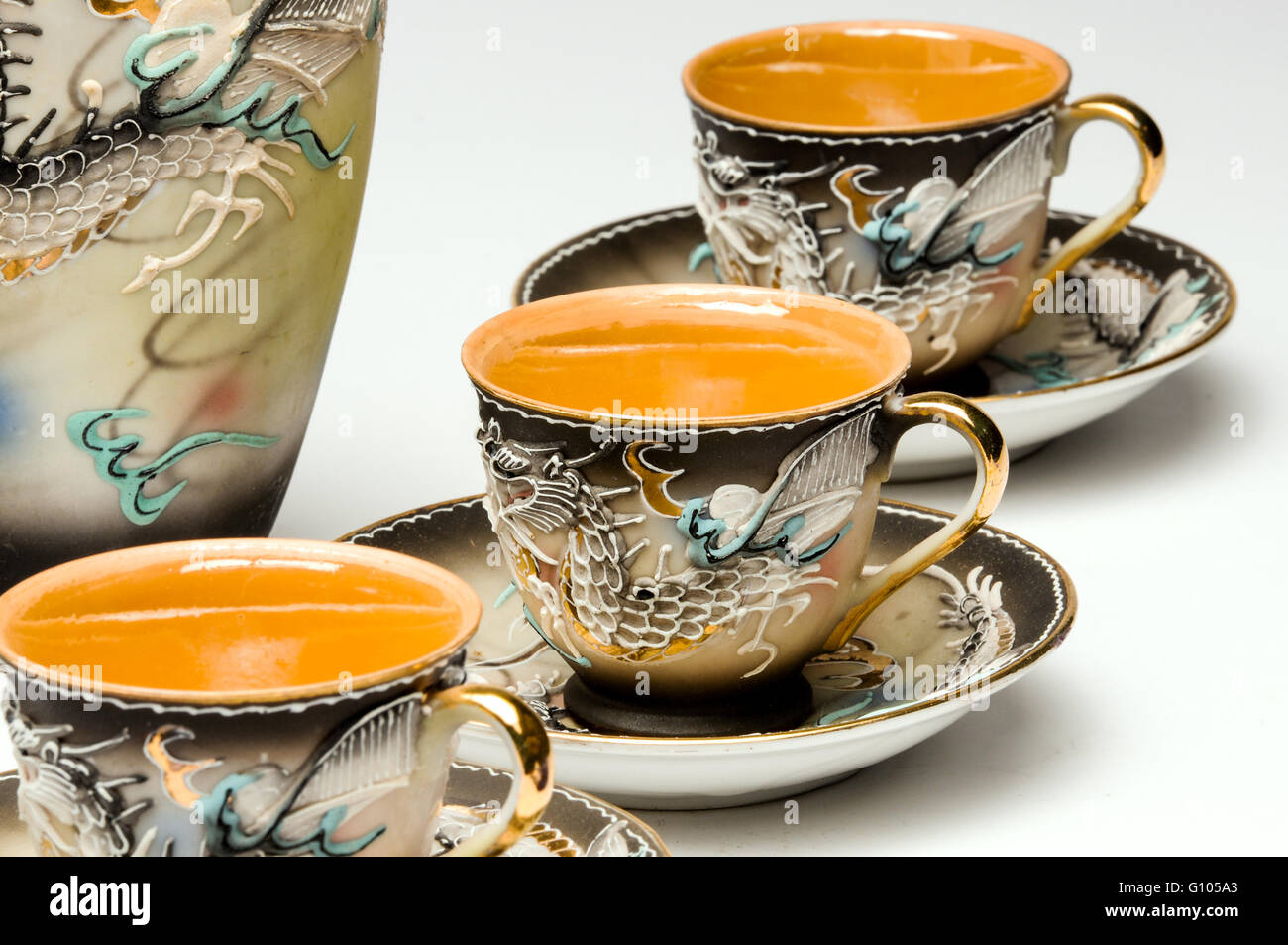 Juego de té de porcelana cerámica japonesa Foto de stock
