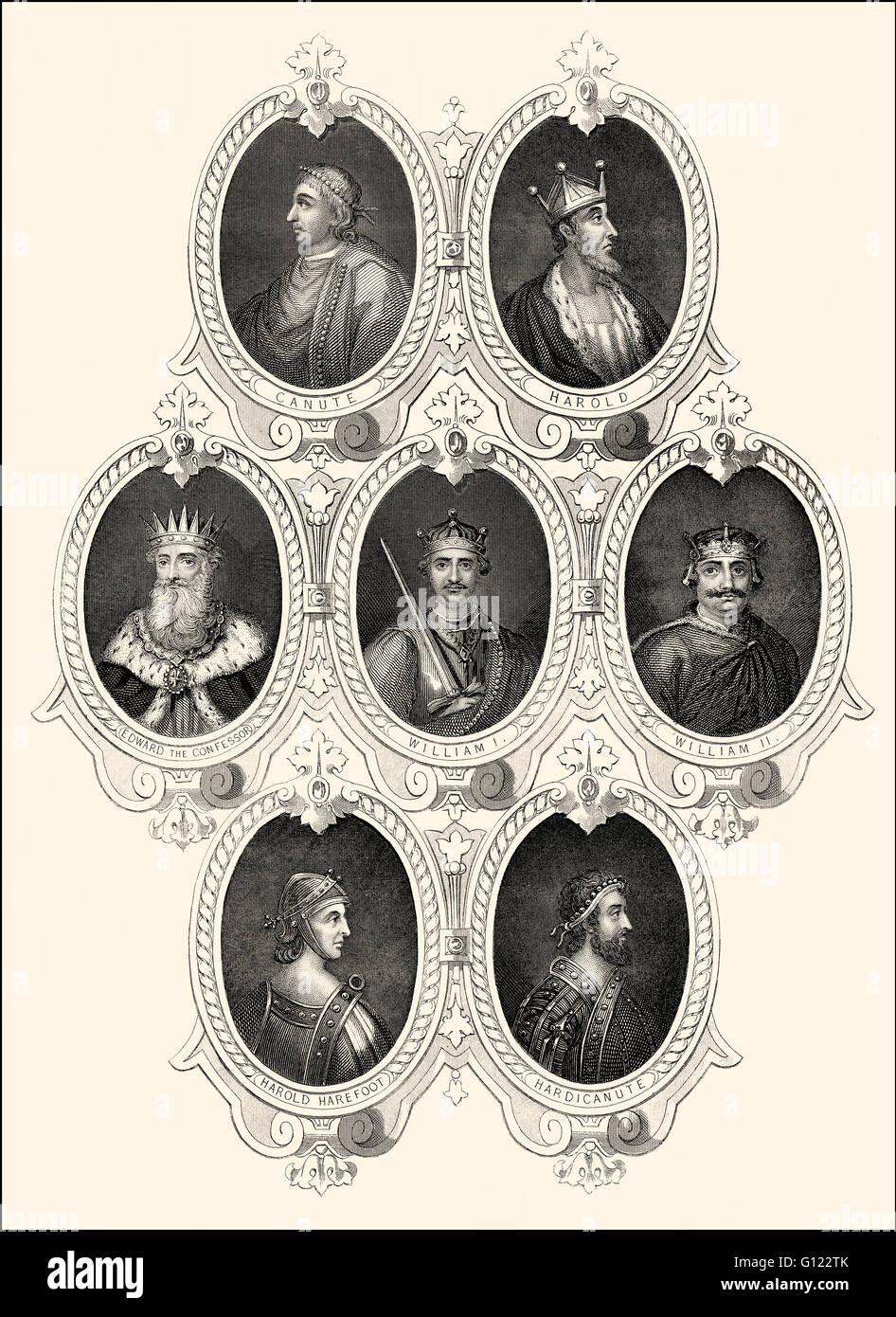 Los reyes de Inglaterra, el 10 y 11 siglo Foto de stock