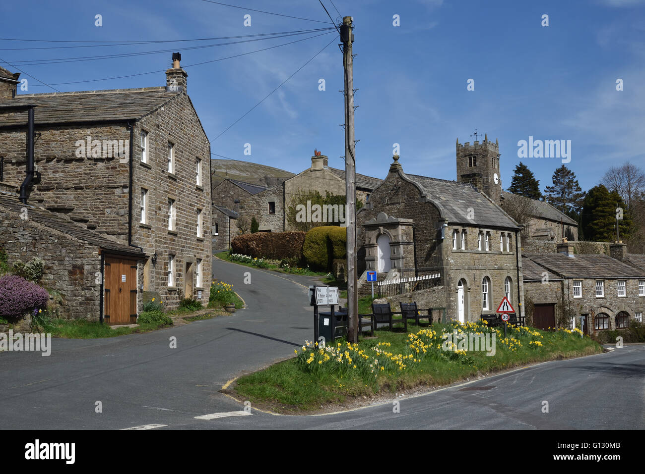 Muker Village, Swaledale, Yorkshire Dales, North Yorkshire, Inglaterra, Reino Unido. Foto de stock