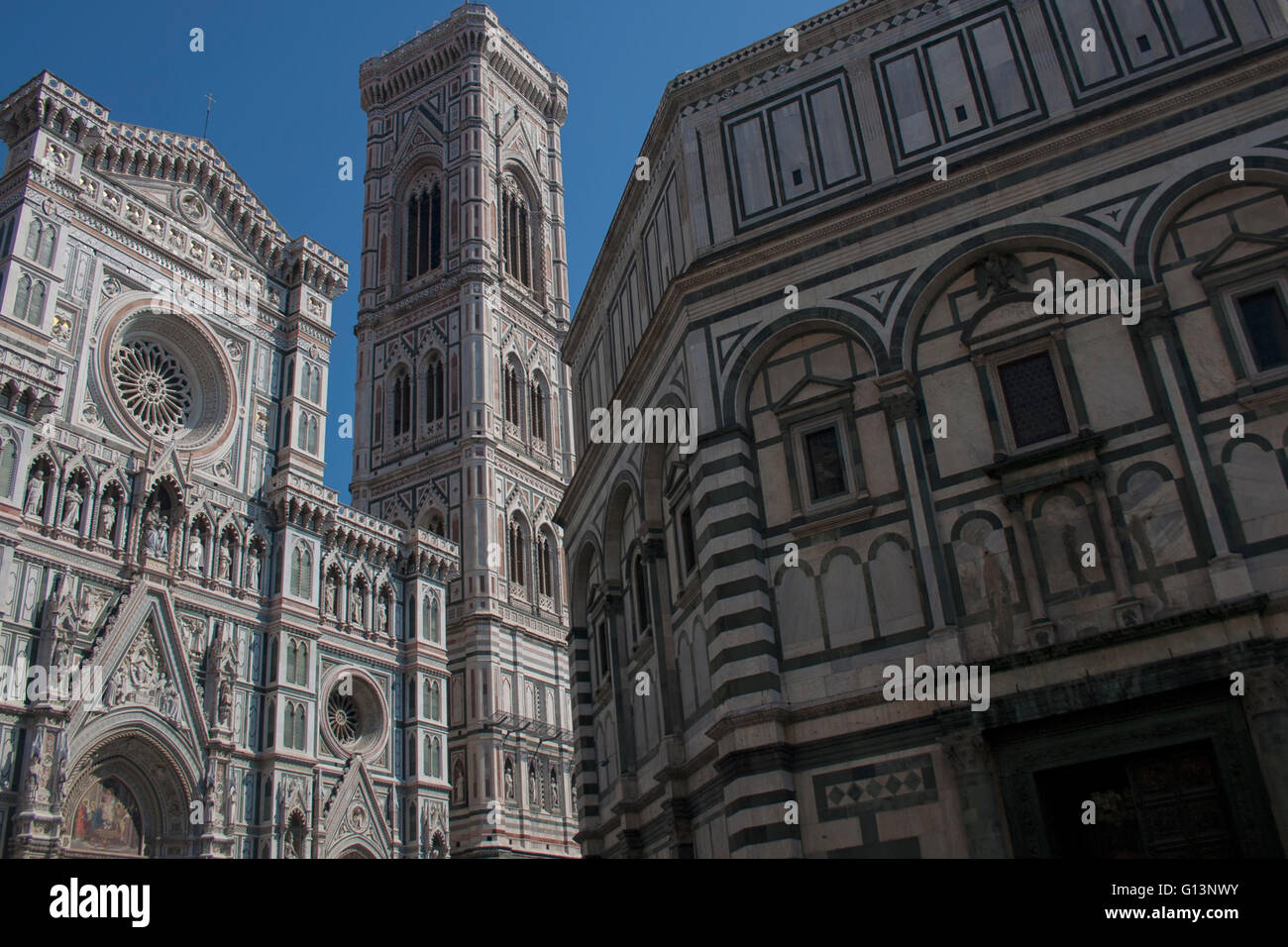 La Catedral de Florencia y el Baptisterio, Toscana, Italia Foto de stock