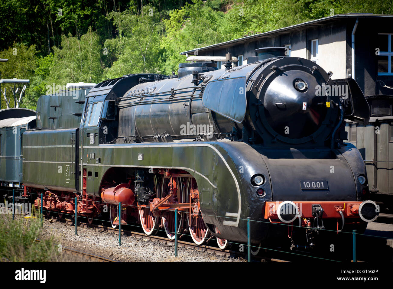 DEU, Germnay, área de Ruhr, Bochum, museo del ferrocarril en el distrito Dahlhausen, viejas locomotoras a vapor. Foto de stock