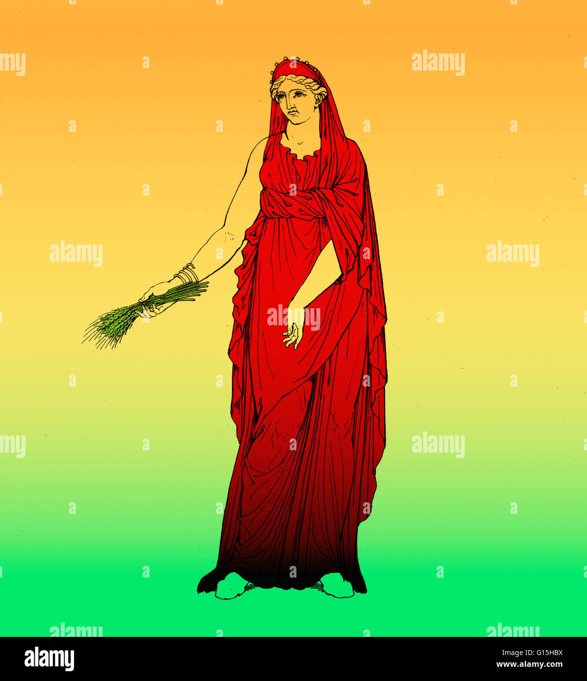 Ceres, una diosa de la antigua religión romana. Ella era conocida como la diosa de la agricultura, las cosechas de grano, la fecundidad y las relaciones materno. Foto de stock