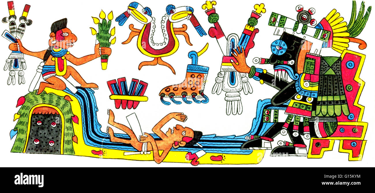 Tlaloc era una deidad importante en la religión azteca, dios de la lluvia, la fertilidad y el agua. Él era un dios benéfico que dio vida y sustento, pero fue también temía por su capacidad para enviar granizo, truenos y relámpagos, y por ser el señor de la poderosa Foto de stock