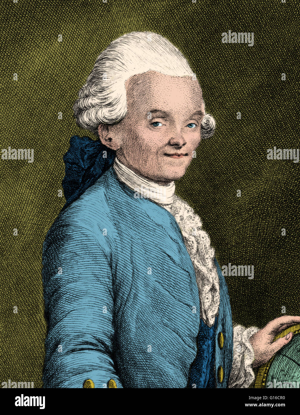 Lefrançois Joseph Jérôme de Lalande (11 de julio de 1732 - 4 de abril de 1807) fue un astrónomo y escritor francés. Se dedicó a la mejora de la teoría planetaria, publicando en 1759 edición corregida de Edmond Halley en tablas, con una historia de Halley. Foto de stock