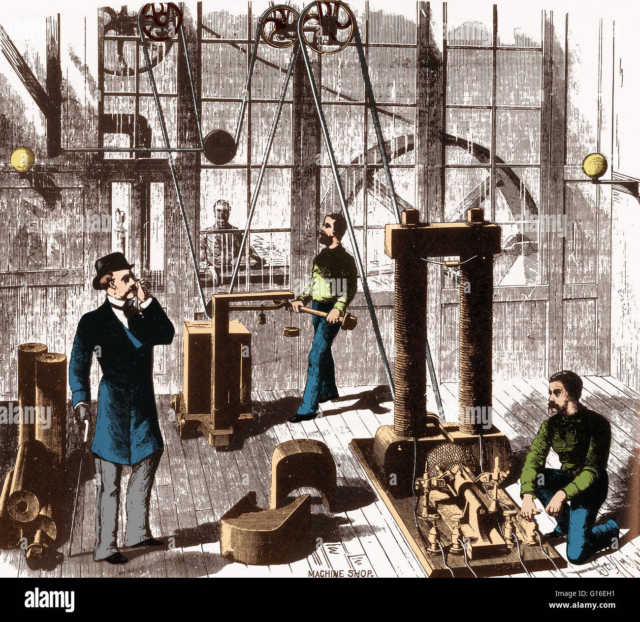 El generador eléctrico en su forma inicial fue ideado por Edison usando las ideas de Michael Faraday. El electromagnético actual fue generada por rotación de un conductor de cobre entre dos polos
