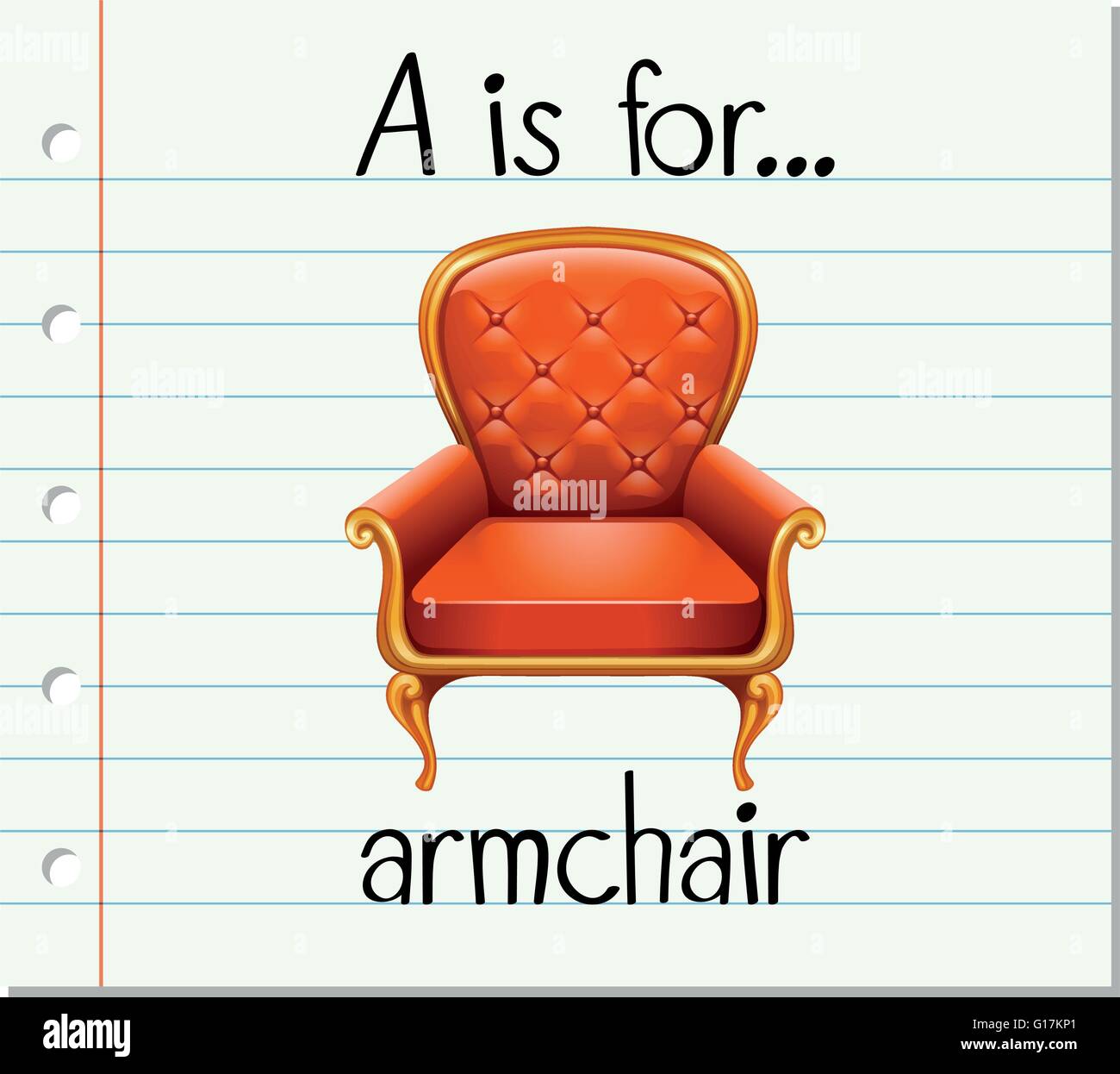 Carta Flashcard es un sillón para ilustración Imagen Vector de stock - Alamy