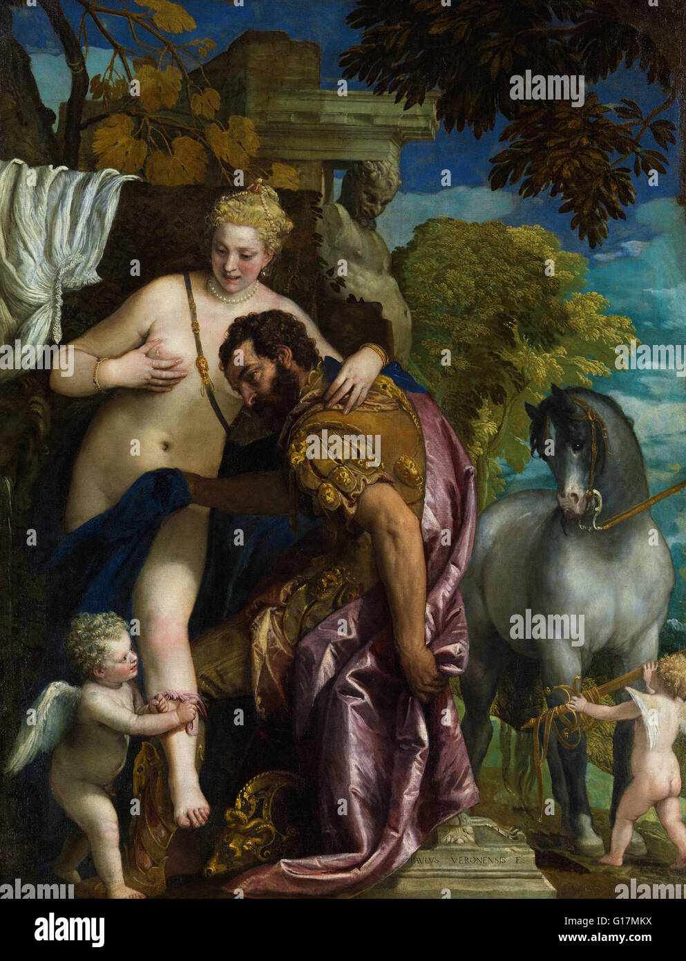Paolo Veronese - Marte y Venus unidos por amor - El Museo Metropolitano de Arte Foto de stock