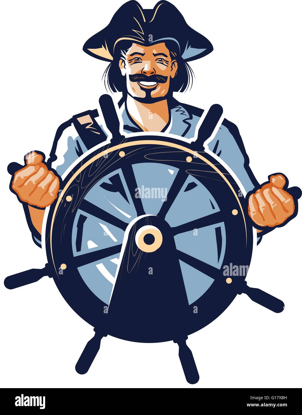 Vector logo pirata. Corsair o capitán, marinero, marinero icono Ilustración del Vector