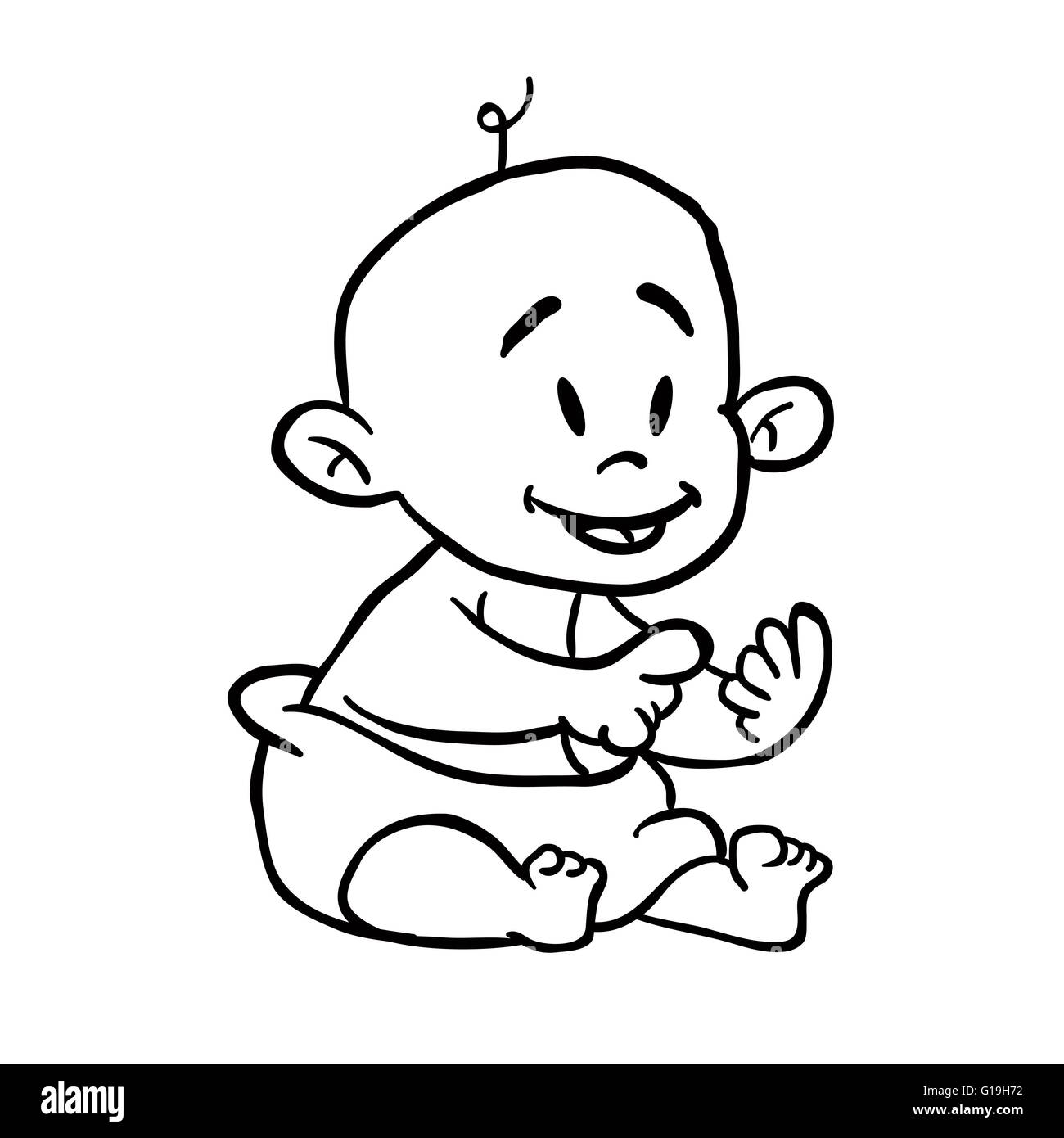 Bebé en blanco y negro ilustración dibujos animados Imagen Vector de stock  - Alamy