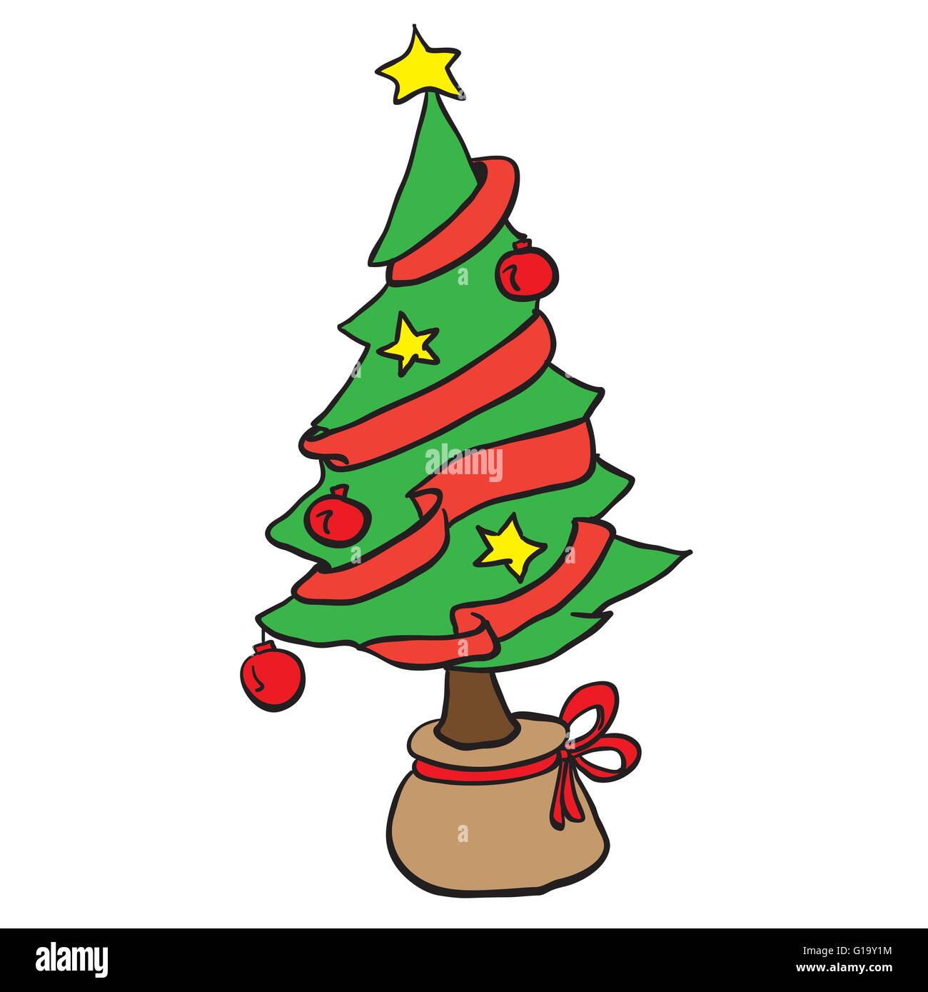 Árbol de navidad simple caricatura Imagen Vector de stock - Alamy