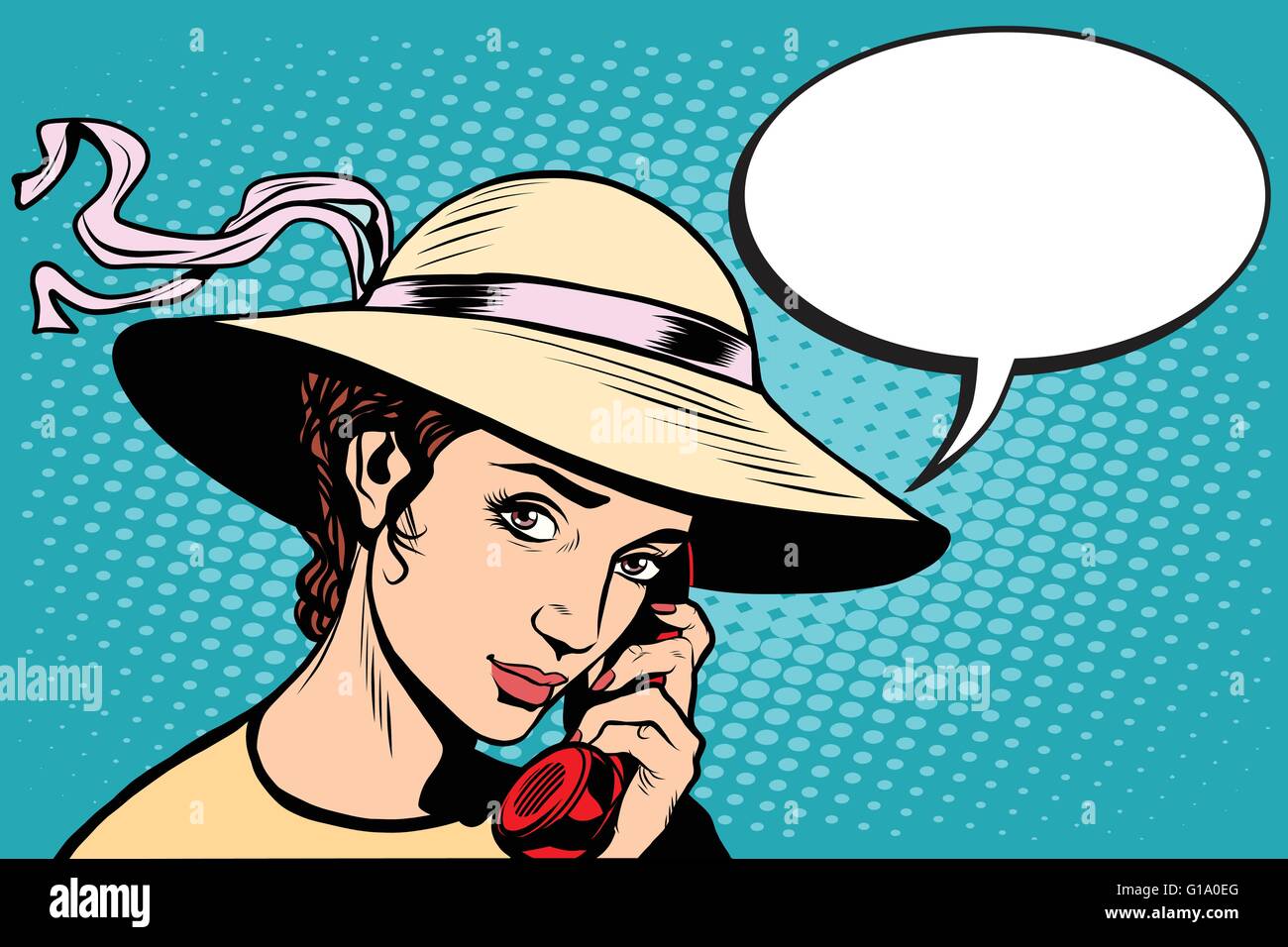 Retro mujer hablando por teléfono Ilustración del Vector