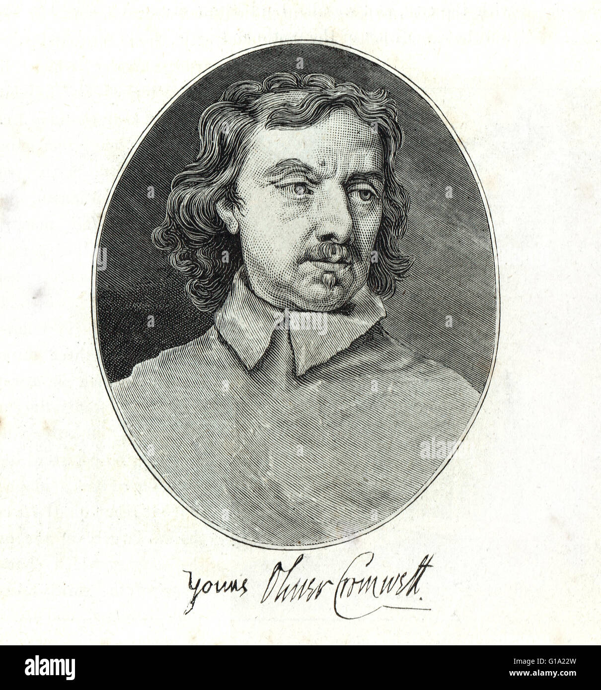 Oliver Cromwell 1599-1658 Retrato con firma Foto de stock