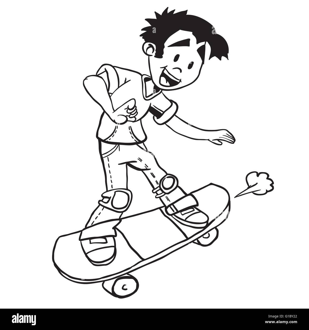 Little boy with skate board Imágenes vectoriales de stock - Alamy