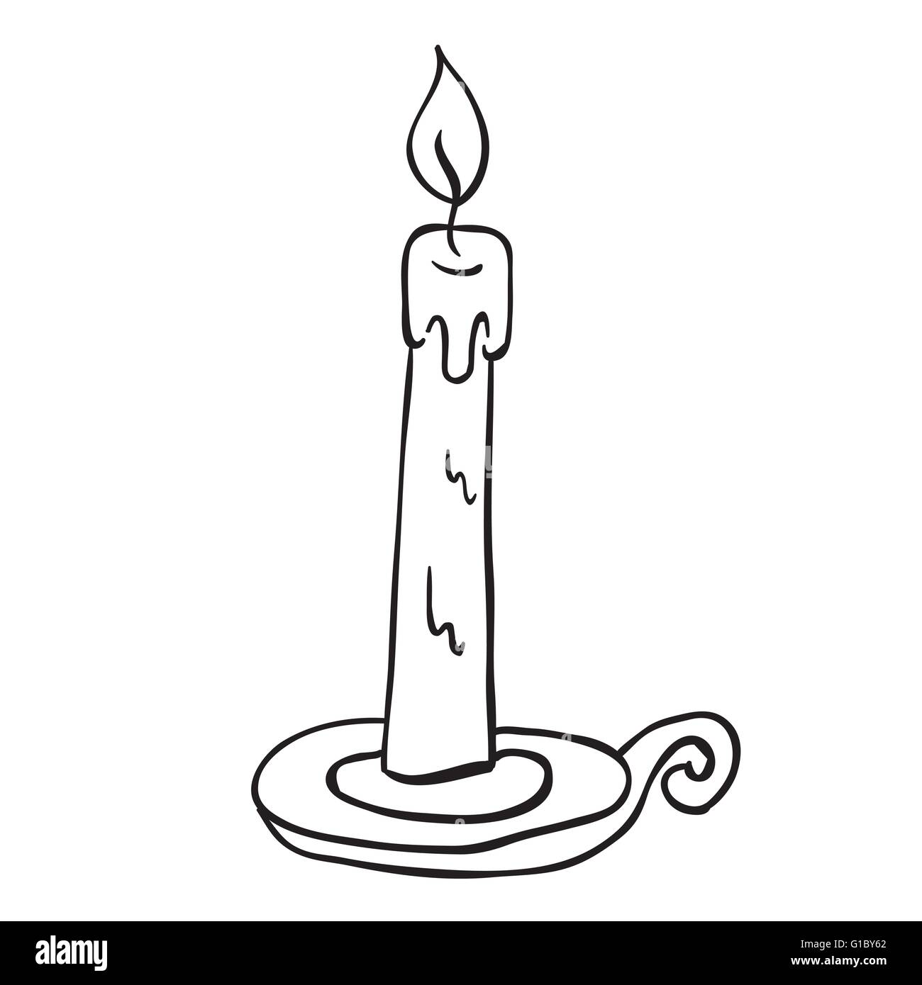 Simple en blanco y negro de dibujos animados de velas Imagen Vector de  stock - Alamy