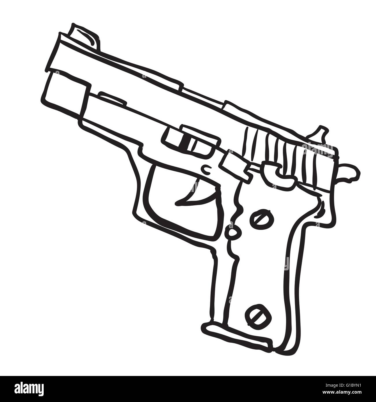 Pistola de simple en blanco y negro de dibujos animados Imagen Vector de  stock - Alamy