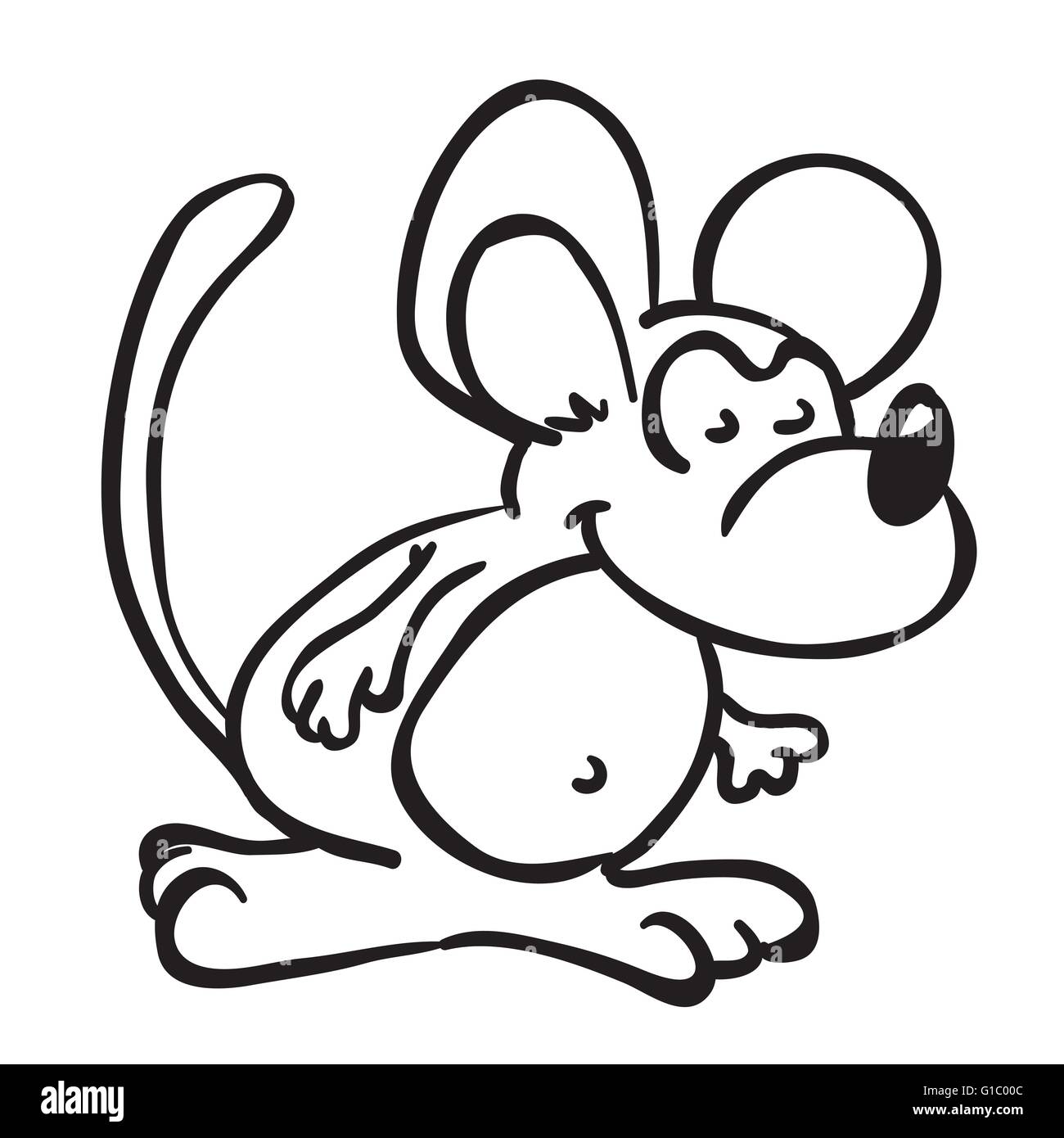 Simple en blanco y negro de dibujos animados del ratón Imagen Vector de  stock - Alamy