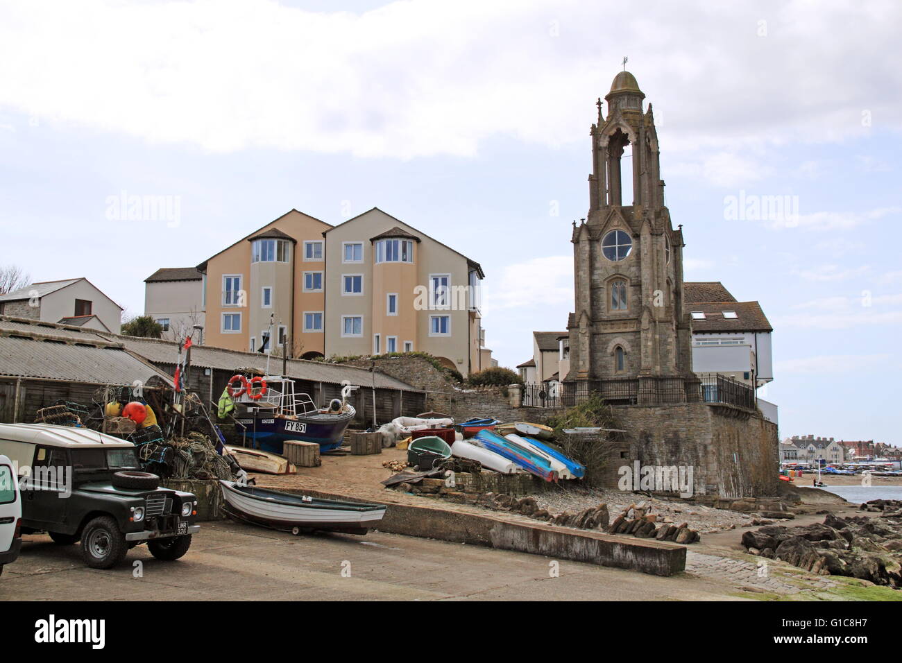 La Torre del Reloj, Wellington, Punto de Peveril, Isla de Purbeck en Swanage, Dorset, Inglaterra, Gran Bretaña, Reino Unido, UK, Europa Foto de stock