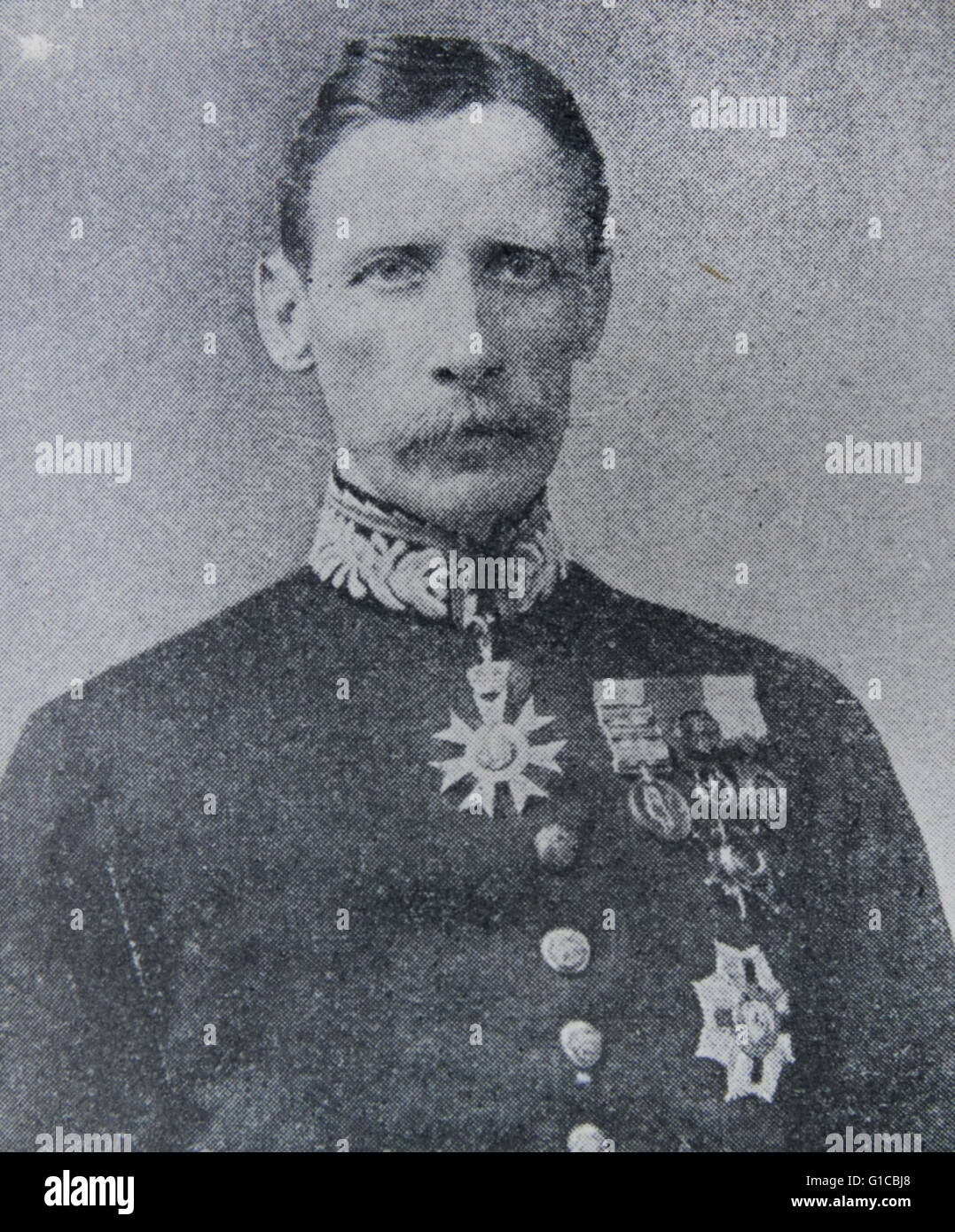 Retrato fotográfico de Claude Maxwell MacDonald (1852-1915), diplomático británico, mejor conocido por su servicio en China y Japón. Fecha 1890 Foto de stock