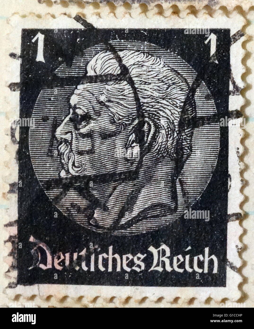 Tercer Reich alemán sello representando el Presidente Paul von Hindenburg  1933 Fotografía de stock - Alamy