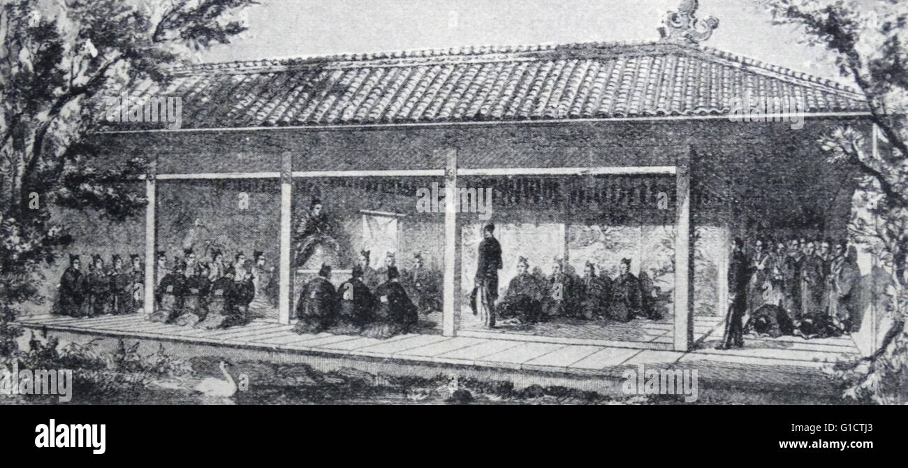 James Bruce, 8º Conde de Elgin lleva una delegación británica a Japón en 1858 Foto de stock