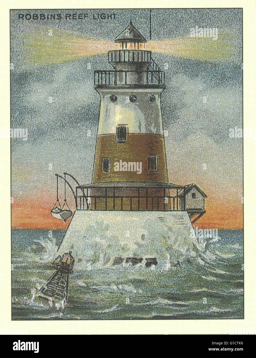 Robbins Arrecife Lighthouse; Nueva York 1920 Foto de stock