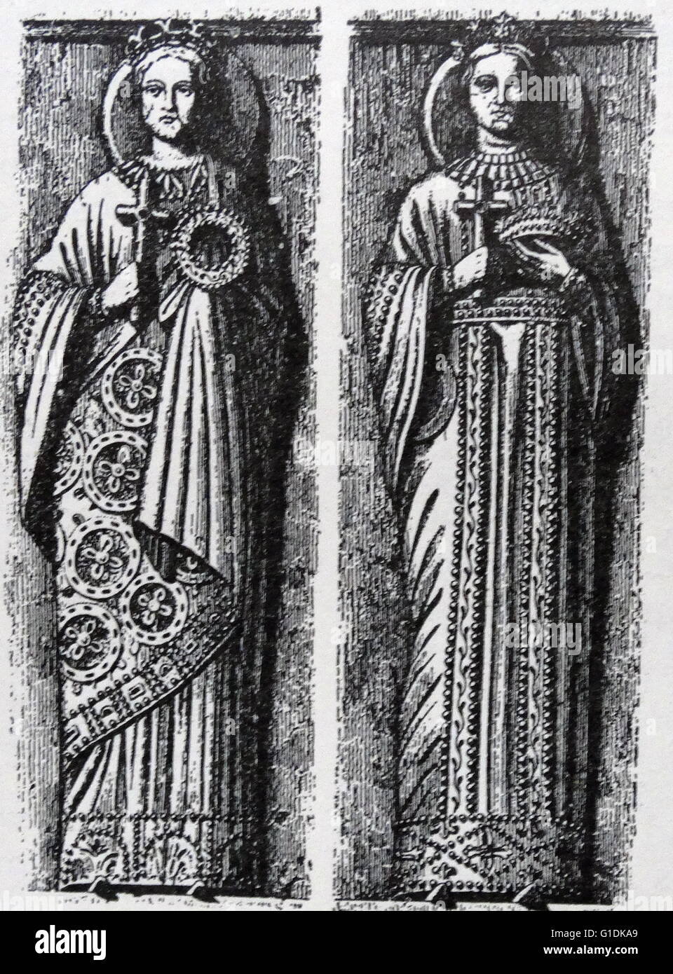 Grabado representando trajes bizantino del siglo VIII Foto de stock