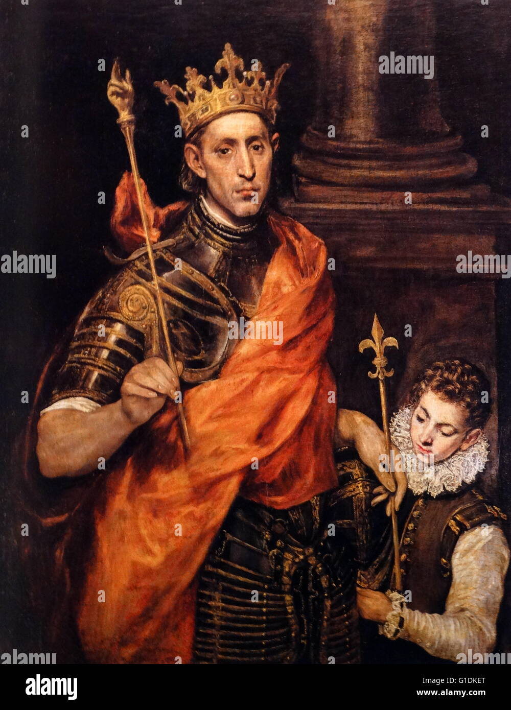 Pintura titulada "SAINT-LOUIS, Rey de Francia' de El Greco Foto de stock