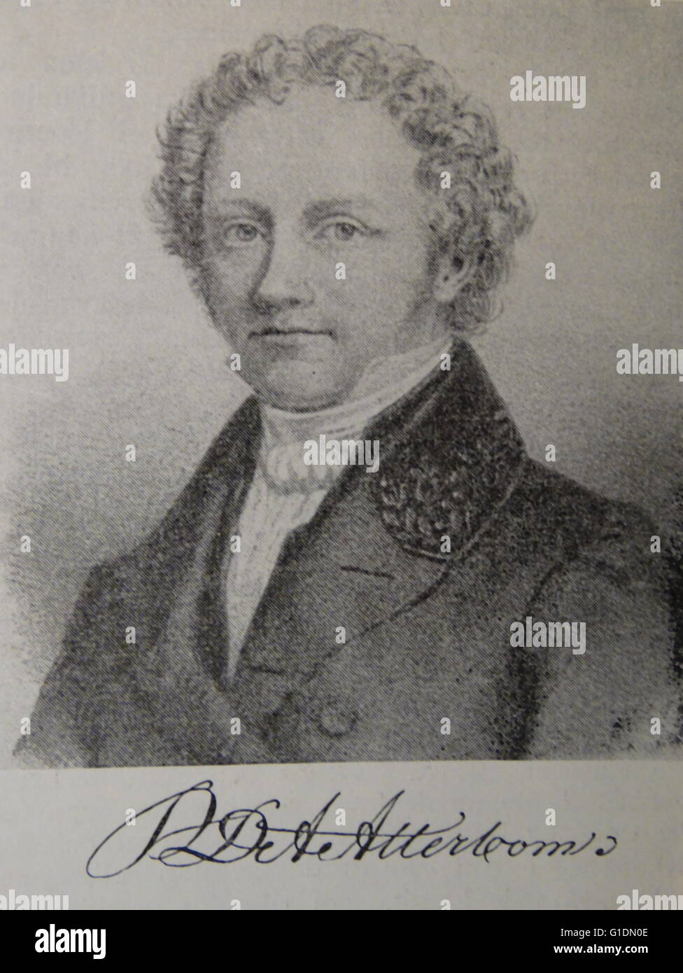 Retrato de Per Daniel Amadeus Atterbom (1790-1855) un poeta romántico sueco y miembro de la Academia Sueca. Fecha del siglo XIX Foto de stock