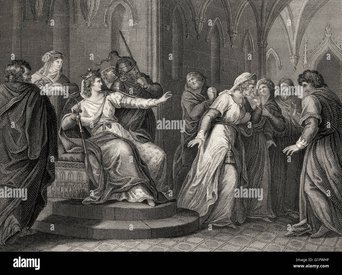 La Emperatriz Matilda negándose a liberar el rey Esteban de Blois, 1141 Foto de stock