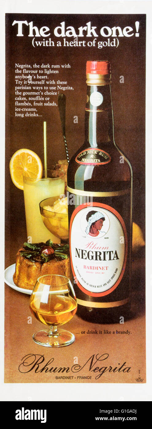 1970 Revista Publicidad publicidad Ron Negrita. Foto de stock