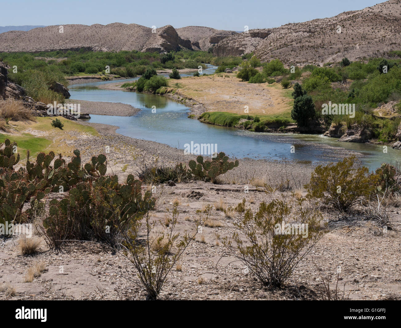 Río Grande desde el Hot Springs Canyon Rim Trail, el Parque Nacional de Big Bend, Texas. Foto de stock