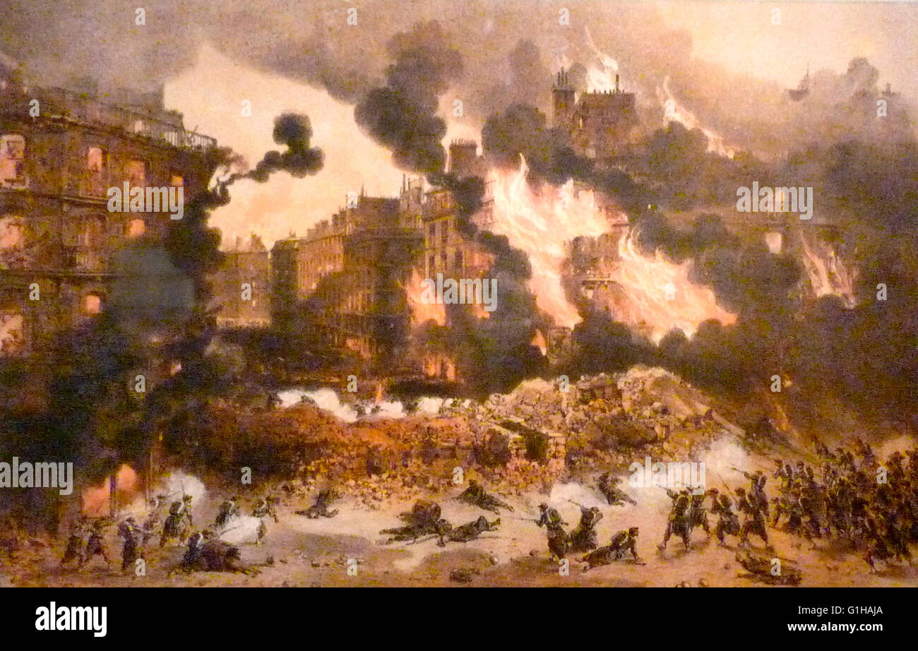 Comuna de París el 24 de mayo de 1871, el fuego de la rue de Rivoli Foto de stock