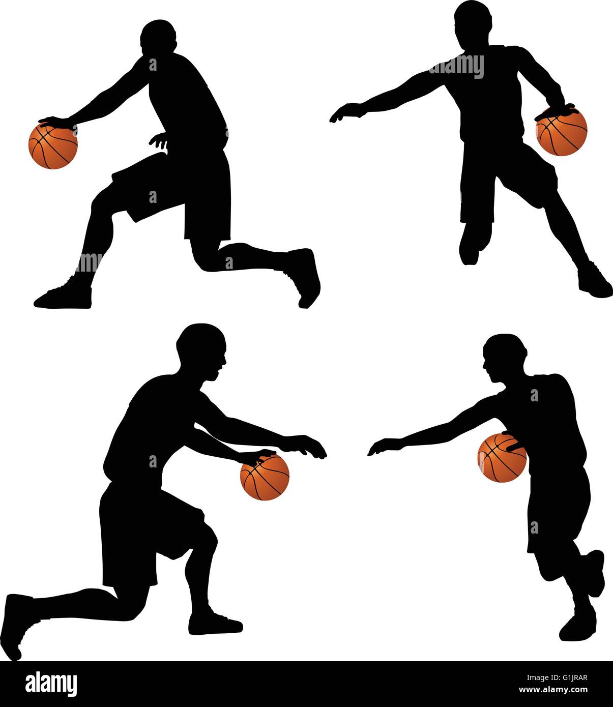 EPS vector 10 jugadores de baloncesto colección silueta en posición regate  Imagen Vector de stock - Alamy