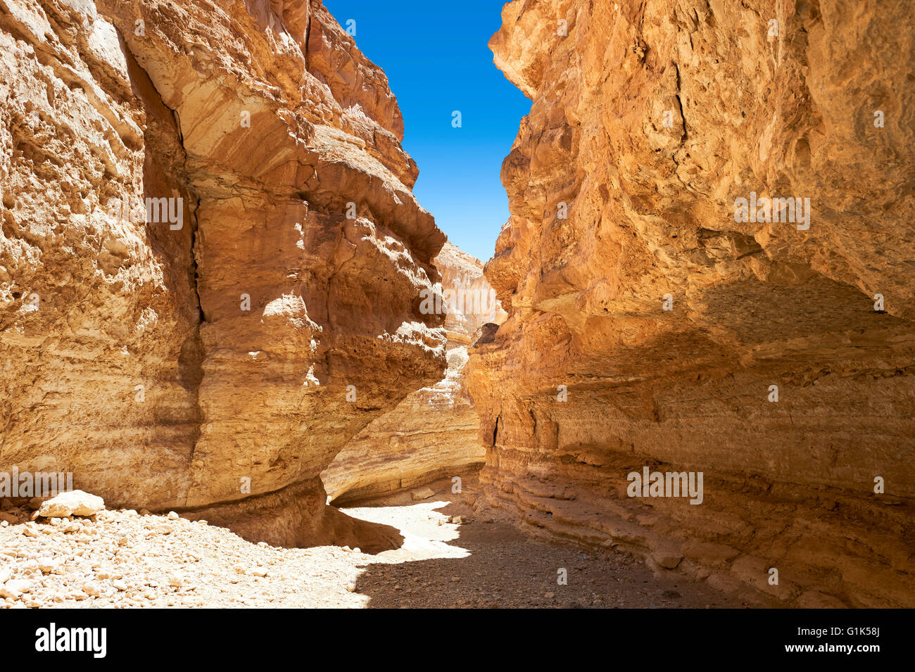El Desert Canyon, cerca del Sahara oasis de Mides, Túnez, África del Norte Foto de stock