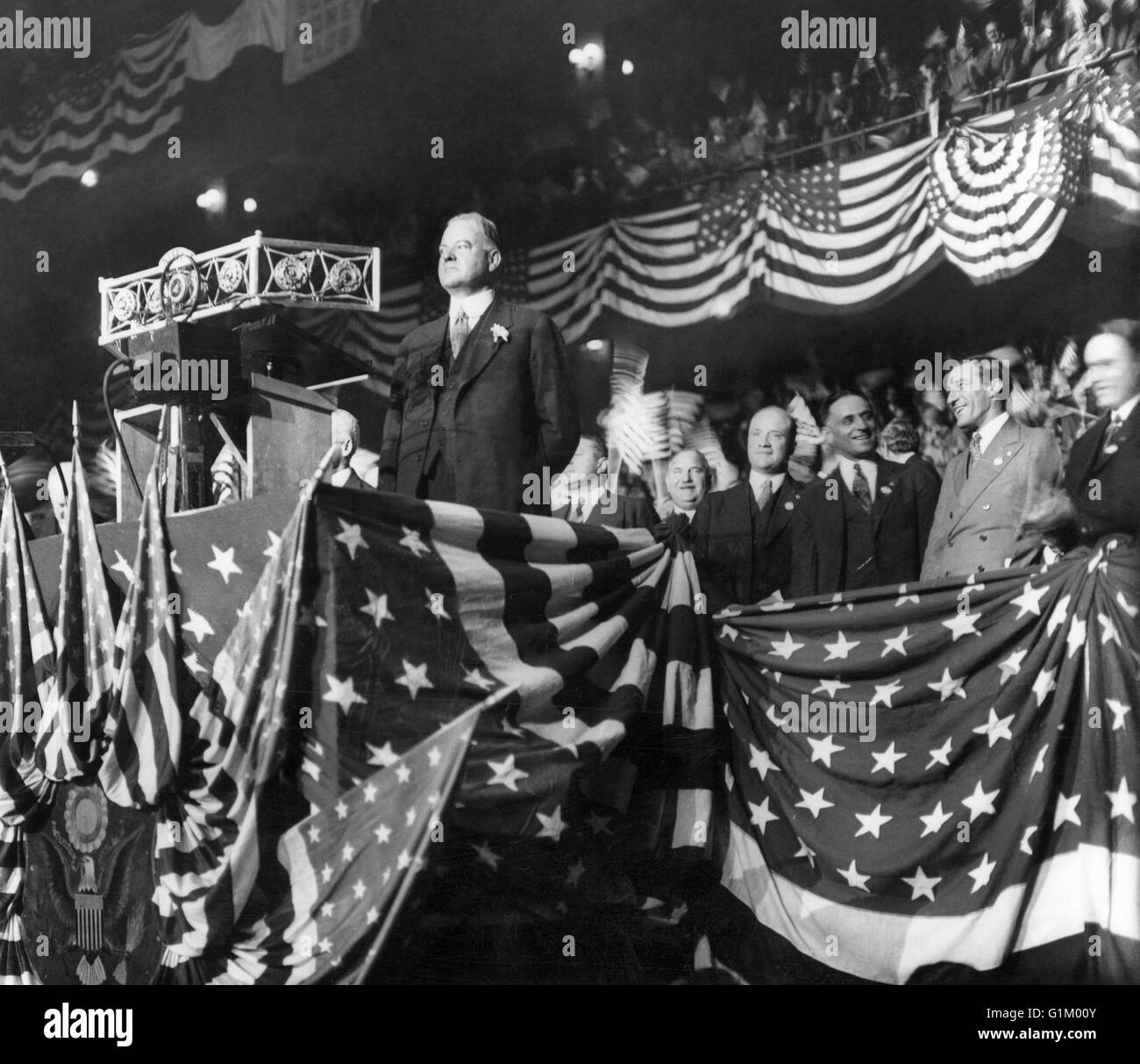 HERBERT Hoover (1874-1964). 31º Presidente de los Estados Unidos. Fotografiado en el Madison Square Garden en la Ciudad de Nueva York, 1928. Foto de stock
