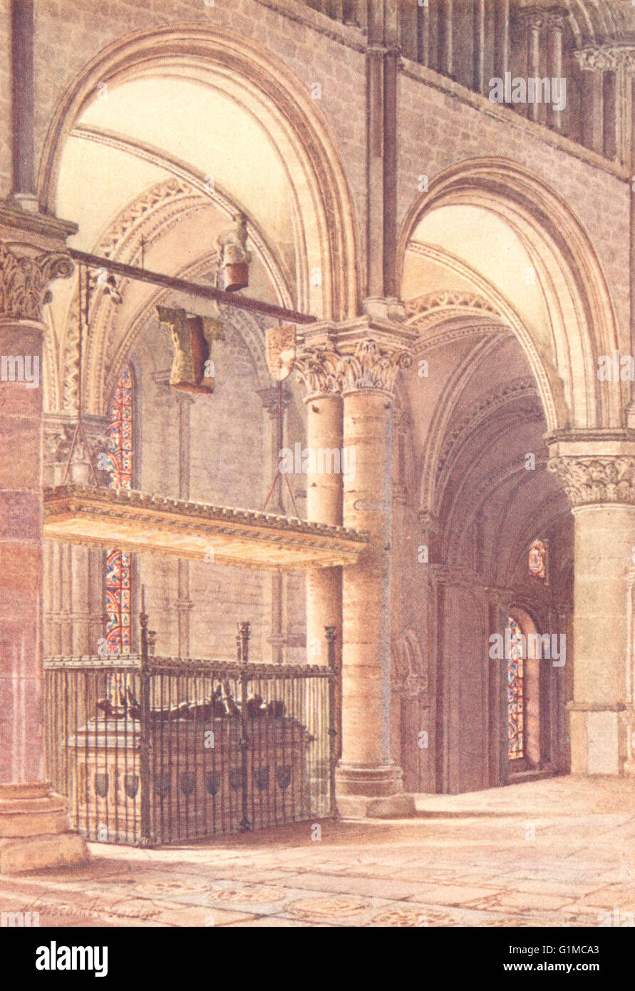 KENT: Edward Black Prince's Tomb en la capilla de la Trinidad, la catedral de Canterbury, 1907 Foto de stock