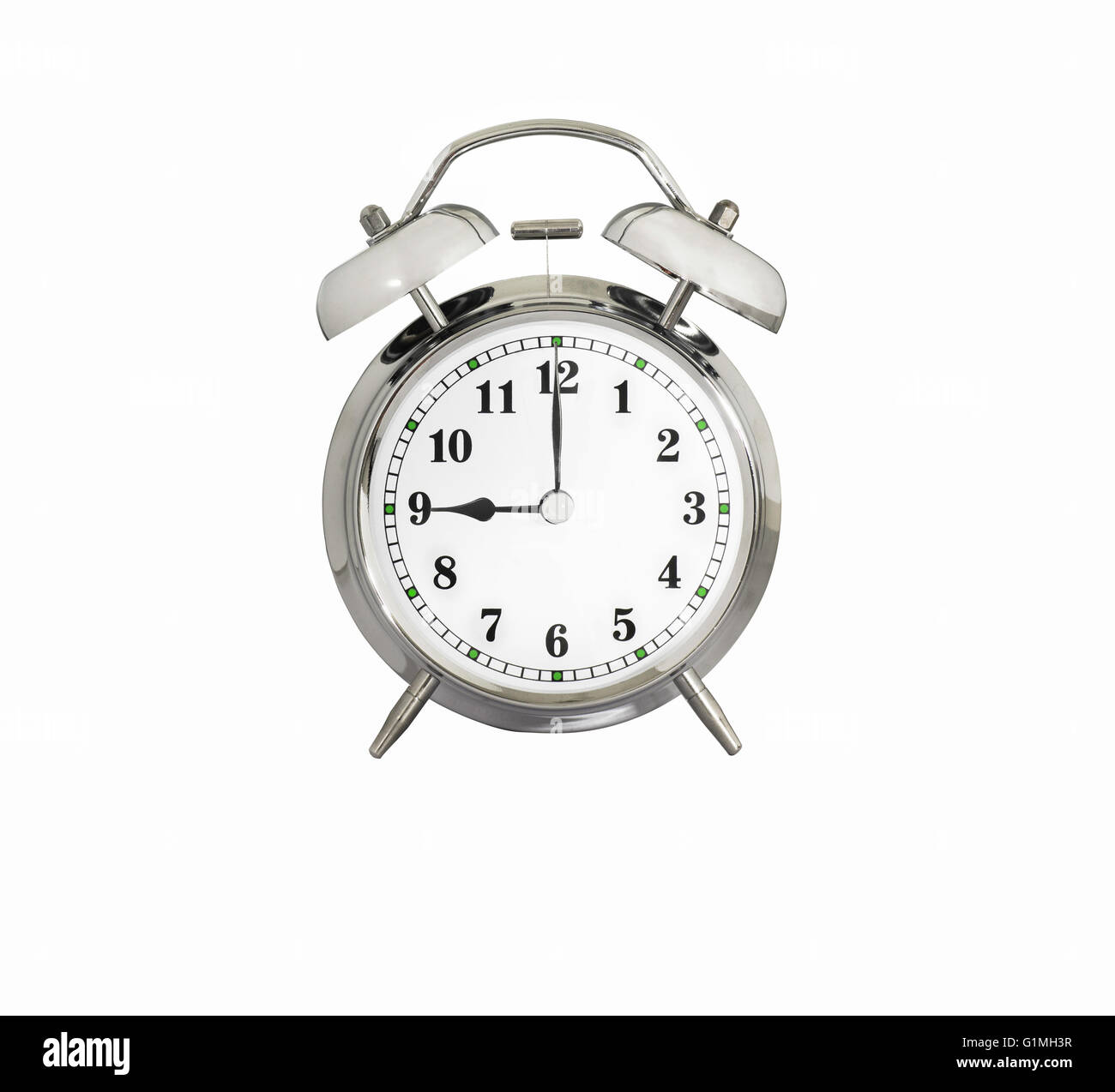 Despertador tradicional Mostrando 9:00 Fotografía de stock - Alamy