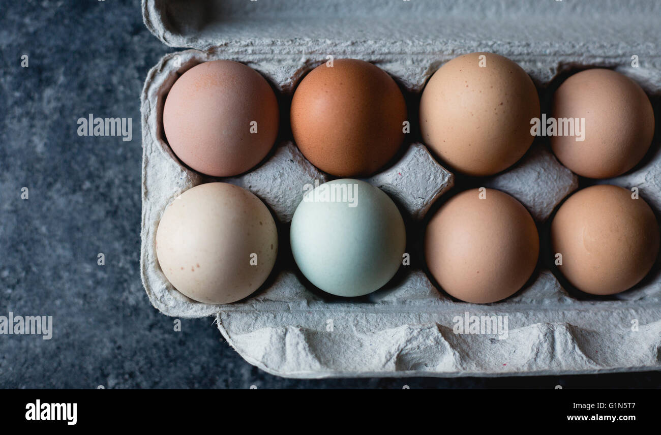 Varios huevos coloreados Foto de stock