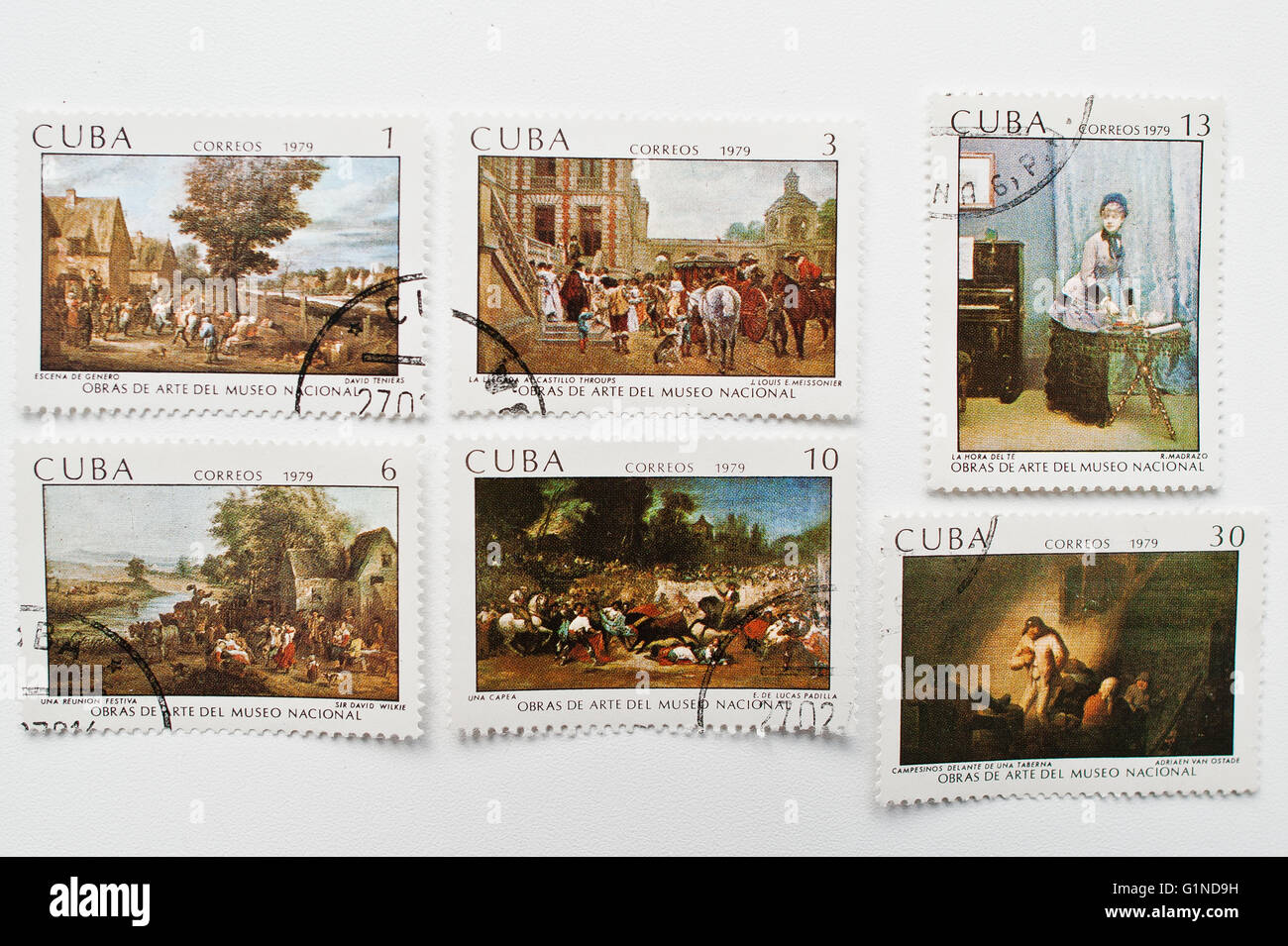 UZHGOROD, Ucrania - CIRCA mayo, 2016: colección de sellos postales impresas  en Cuba correos muestra obras de pintores cubanos, circa 19 Fotografía de  stock - Alamy