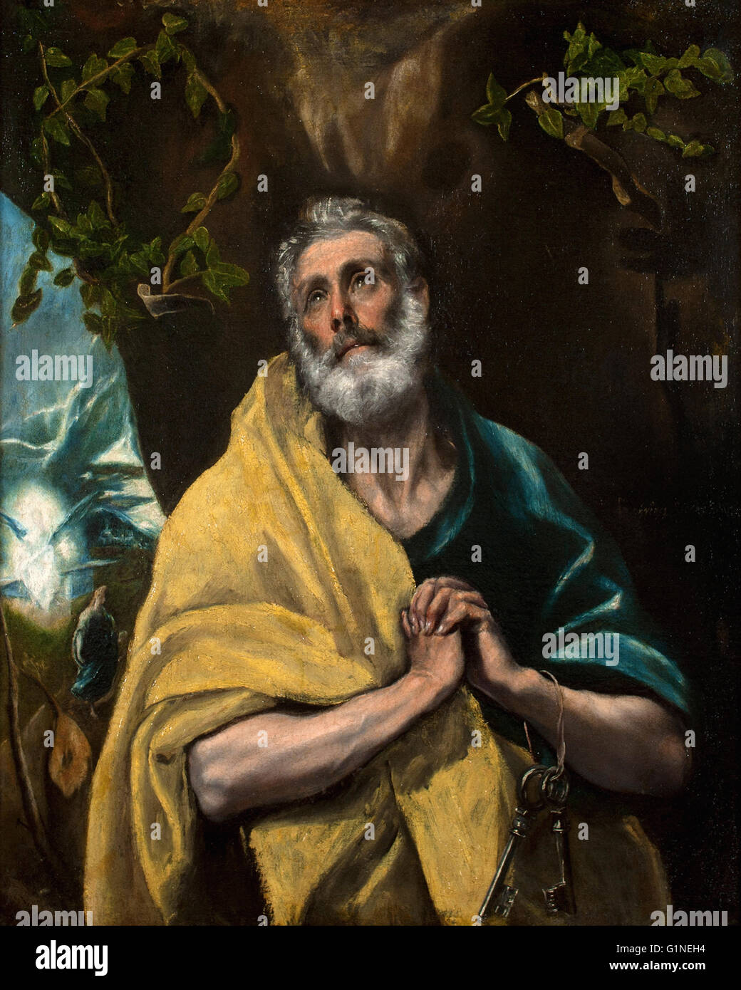 El Greco - San Pedro en lágrimas - Museo del Greco Foto de stock