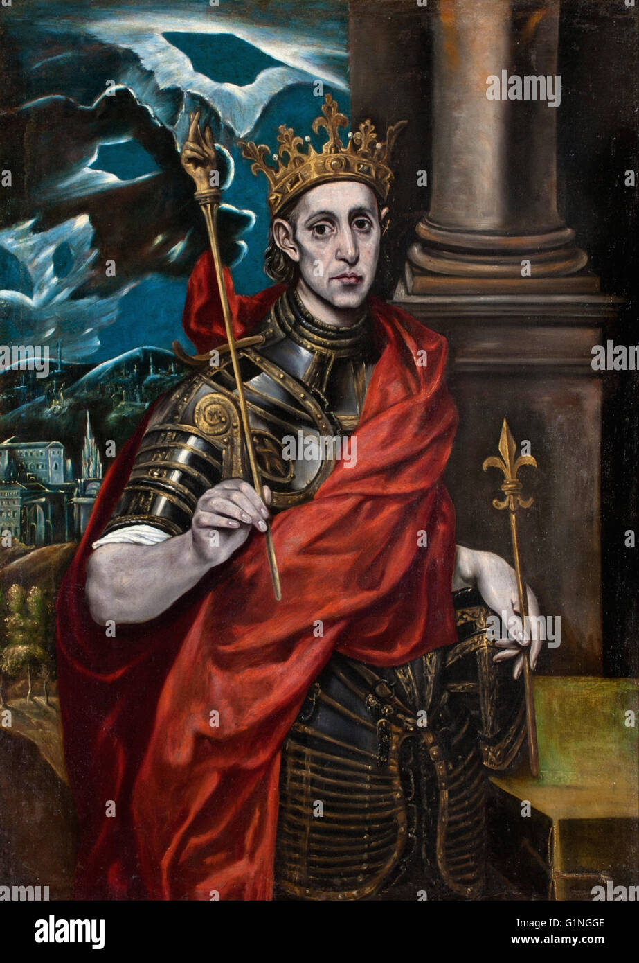 Seguidor del Greco - San Luis, rey de Francia - Museo del Greco Foto de stock
