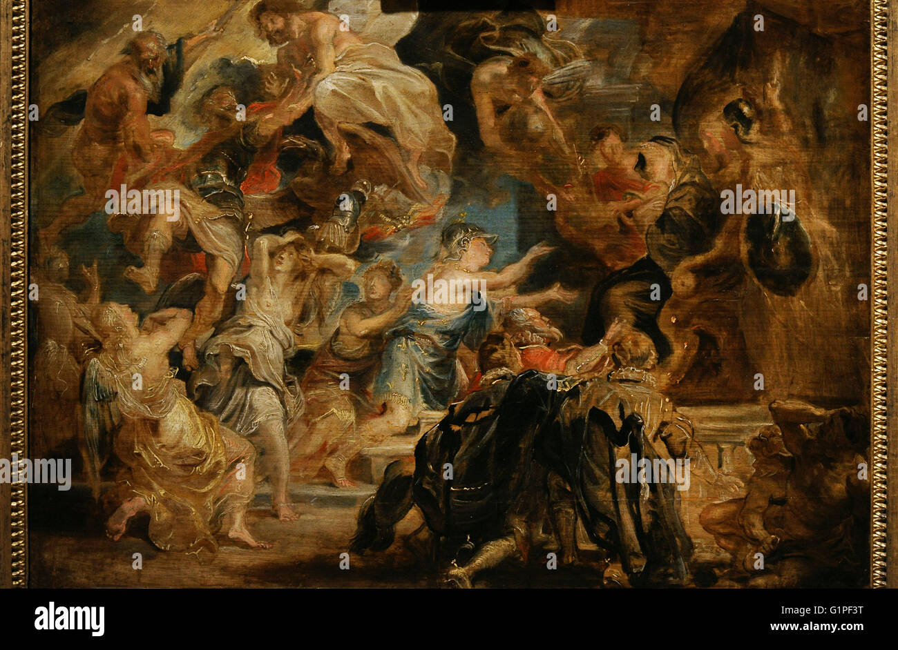 Peter Paul Rubens (1577-1640). Pintor Barroco flamenco. La muerte de Enrique IV y la proclamación de la Regencia, 1622. Aceite en el panel. El Museo Estatal del Hermitage. San Petersburgo. Rusia. Foto de stock