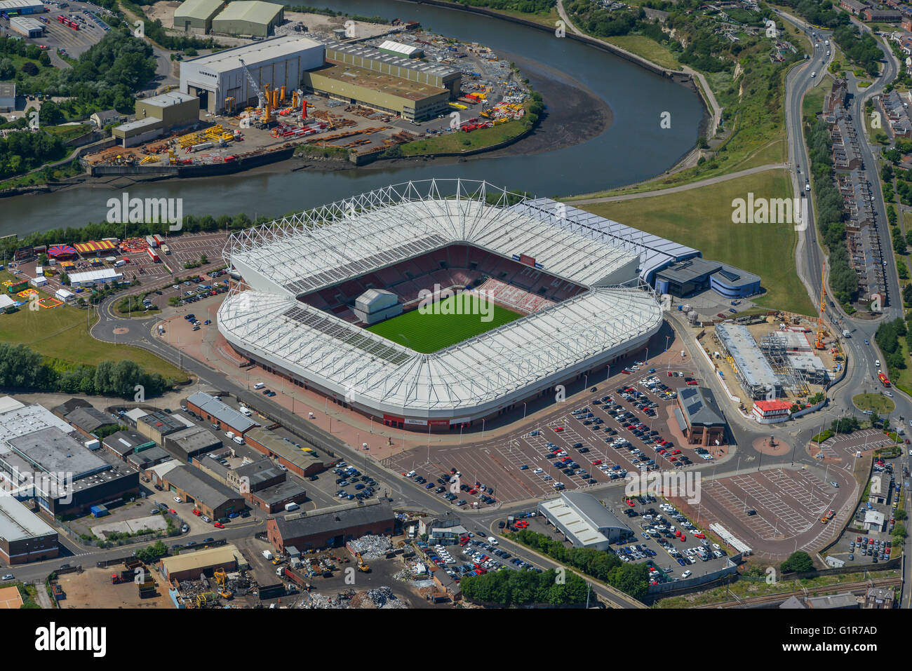 Una vista aérea del estadio de la luz, hogar de Sunderland AFC. Foto de stock