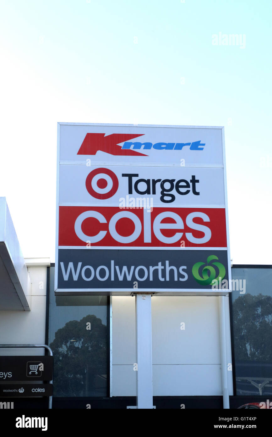 Kmart, coles, Target, Woolworth importante supermercado/supermercados y almacenes de cadena en