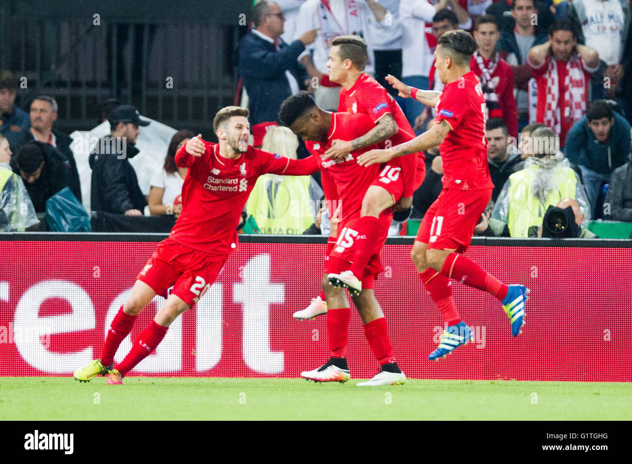 Basilea, Suiza. 18 de mayo de 2016. LIVERPOOL X SEVILLA - Sevilla beat Liverpool 3-1 y se coronó campeón de la UEFA Europa League en Saint Jakob Park en Basilea. Crédito: Celso Bayo/Fotoarena/Alamy Live News Foto de stock