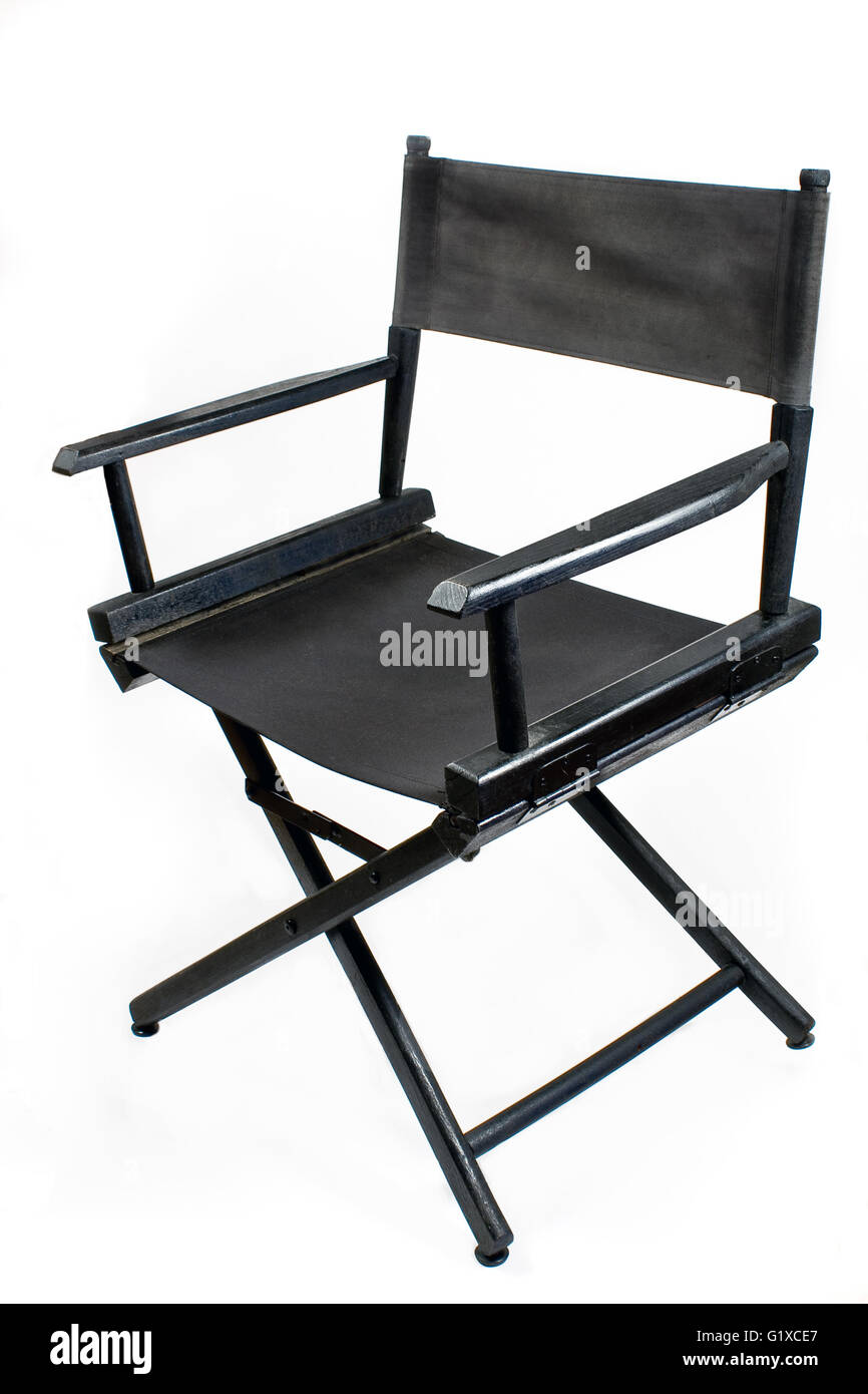 Antiguo director negro silla aislado en blanco Foto de stock