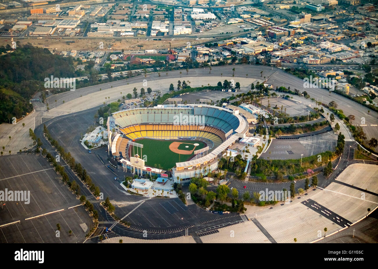 Dodger Stadium, el estadio de béisbol, Los Angeles, el condado de Los Angeles, California, EE.UU. Foto de stock