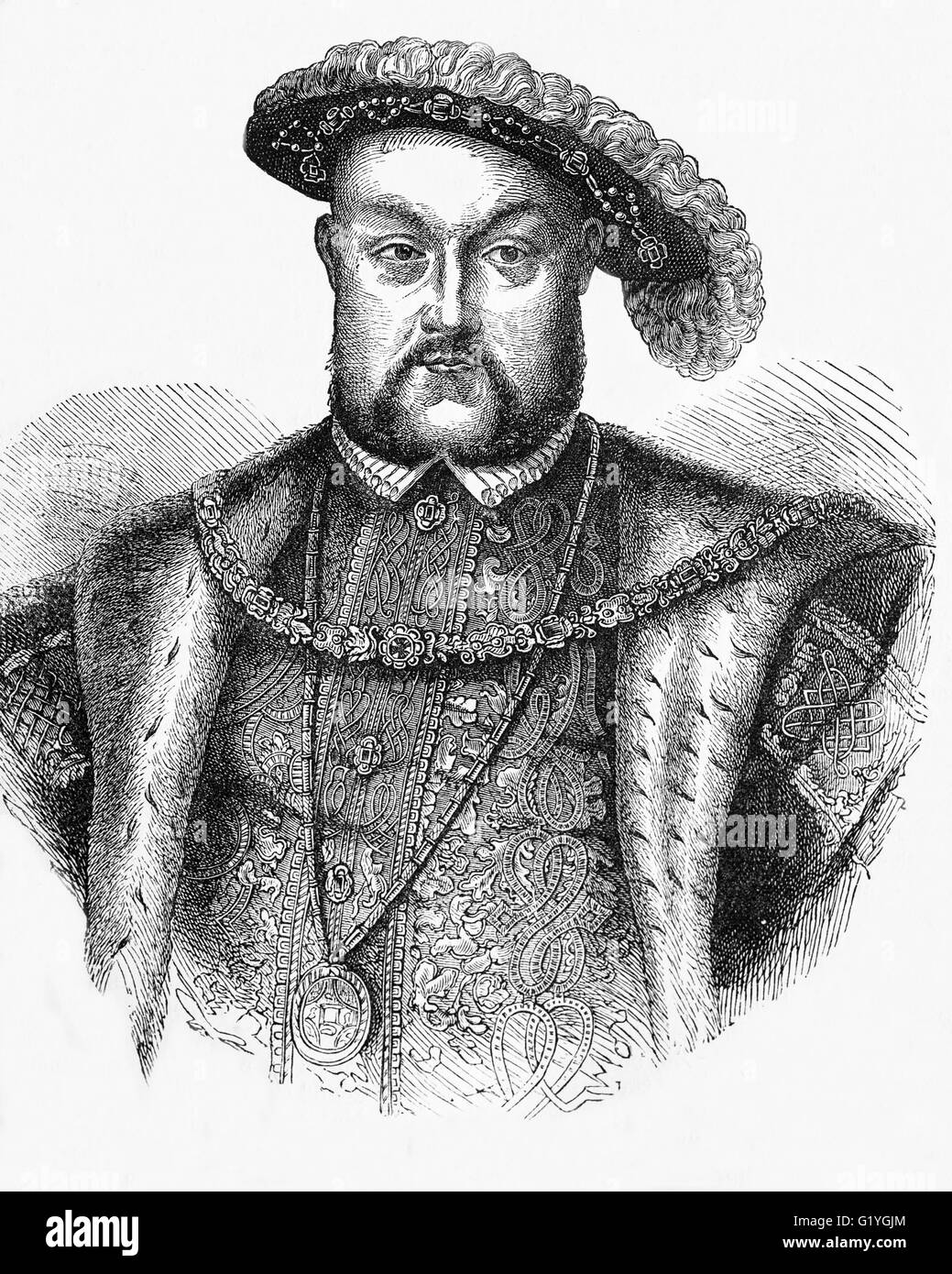 Retrato de henry viii de inglaterra Imágenes de stock en blanco y negro