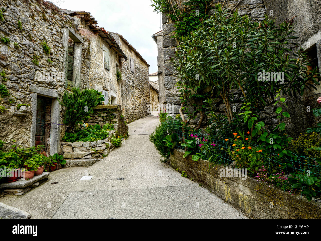 Antiguas casas de piedra Pican Istria Croacia Foto de stock