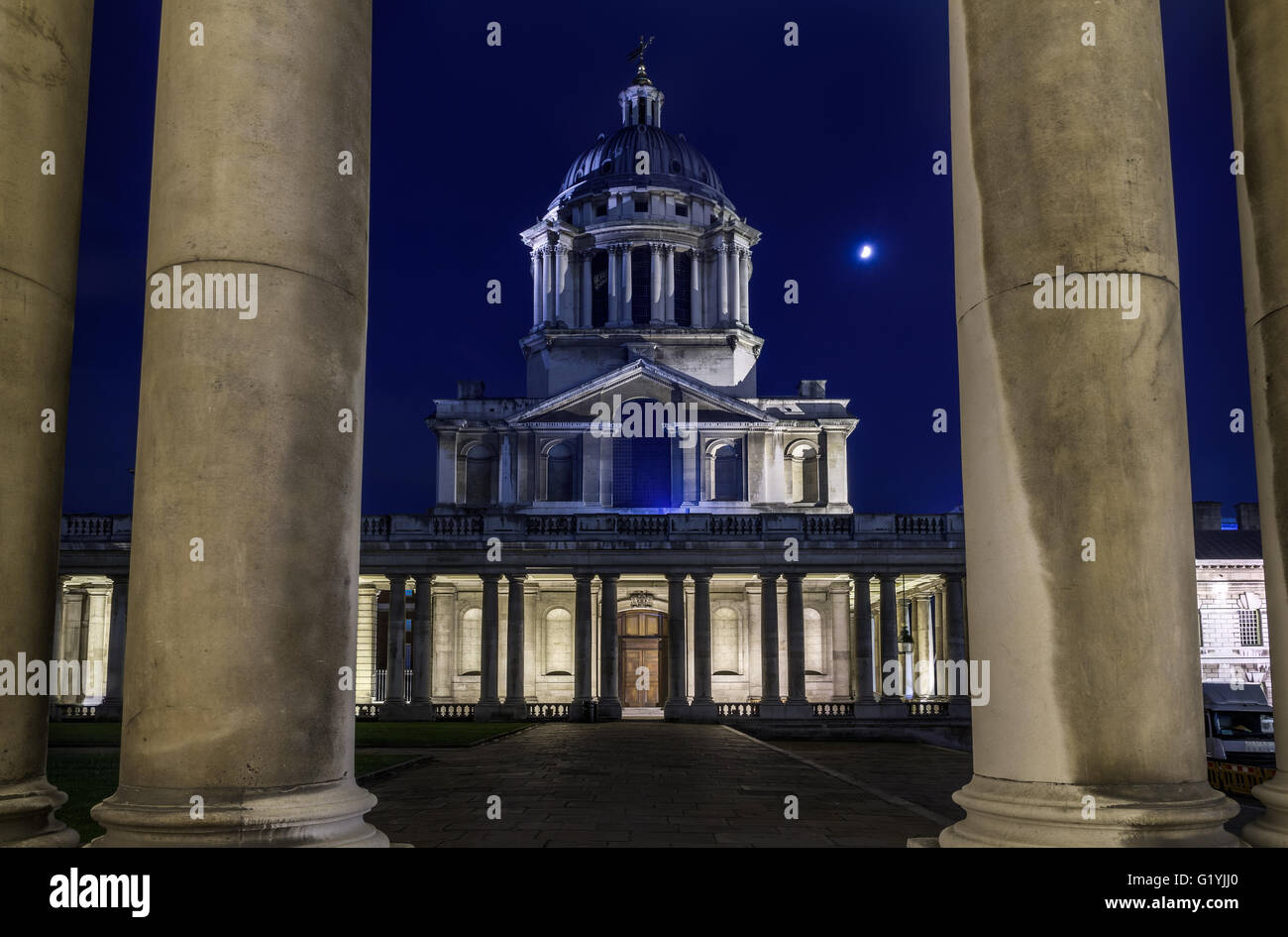 De la Universidad de Greenwich, en Londres de noche Foto de stock